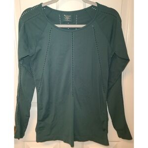 Athleta Foothill Seamless Long Sleeve Breathable Active Training Shirt Teal Sz.M